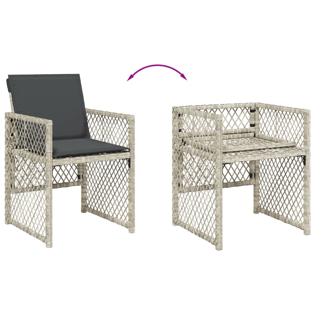 Ensemble à manger de jardin et coussins 5 pcs gris clair rotin Salons de jardin vidaXL