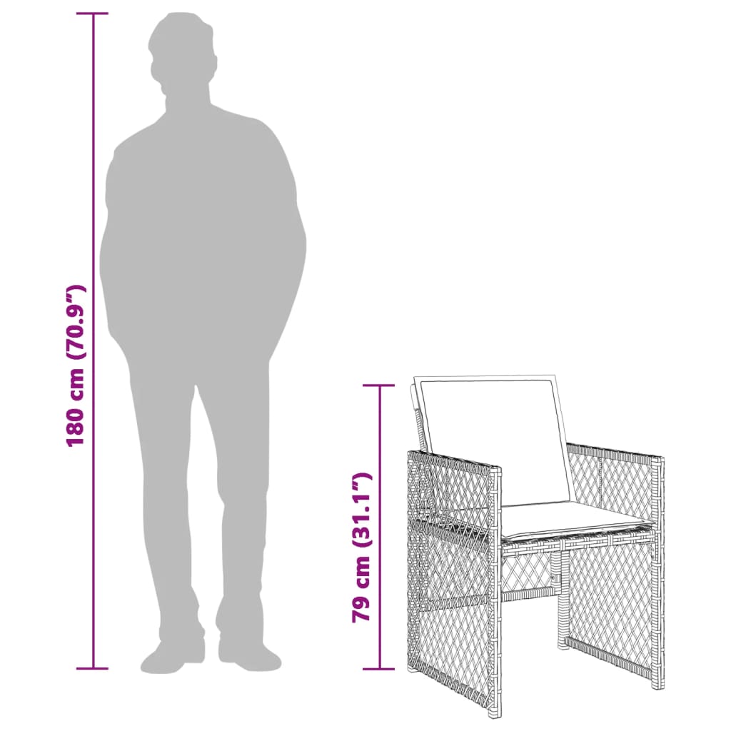Ensemble à manger de jardin et coussins 5 pcs gris clair rotin Salons de jardin vidaXL