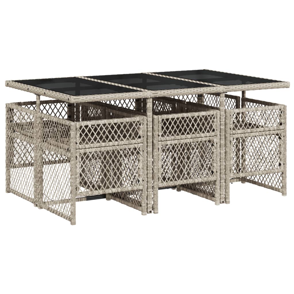 Ensemble à manger de jardin et coussins 7 pcs gris clair rotin Salons de jardin vidaXL