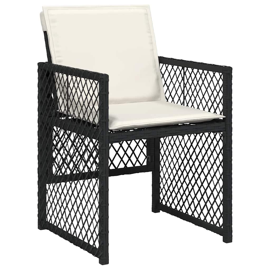 Ensemble à manger de jardin 9pcs coussins noir résine tressée