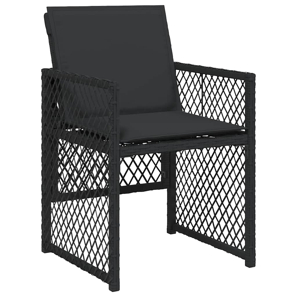 Ensemble à manger de jardin 9pcs coussins noir résine tressée
