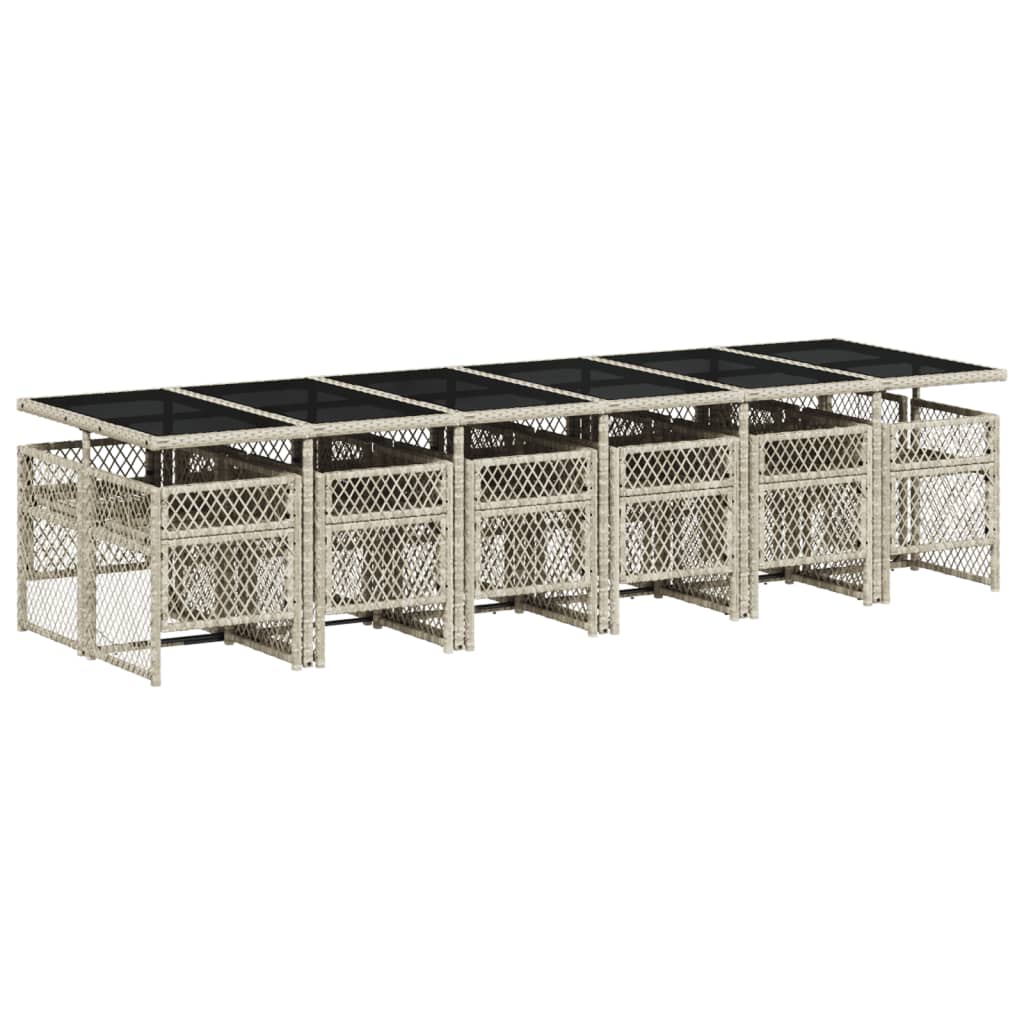 Ensemble à manger de jardin et coussins 13 pcs gris clair rotin Salons de jardin vidaXL