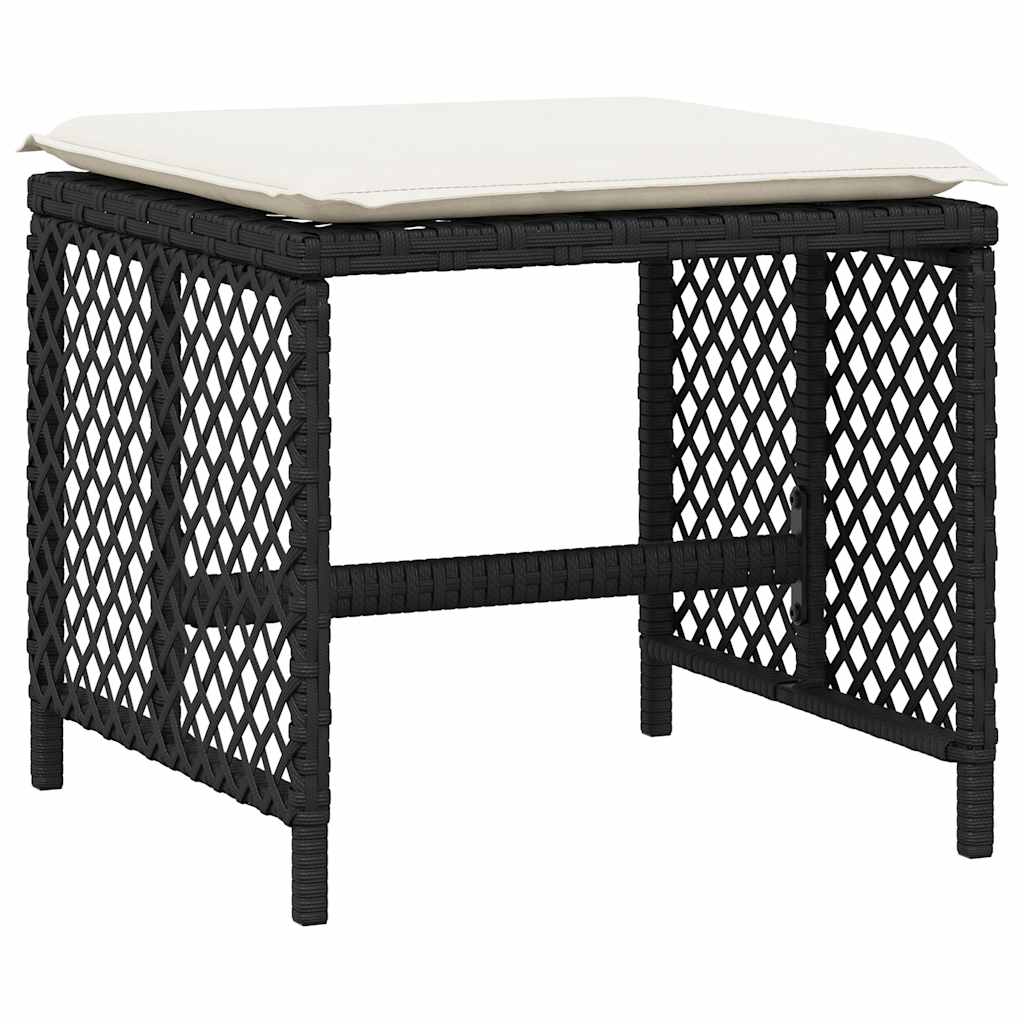 Ensemble à manger de jardin 9pcs coussins noir résine tressée