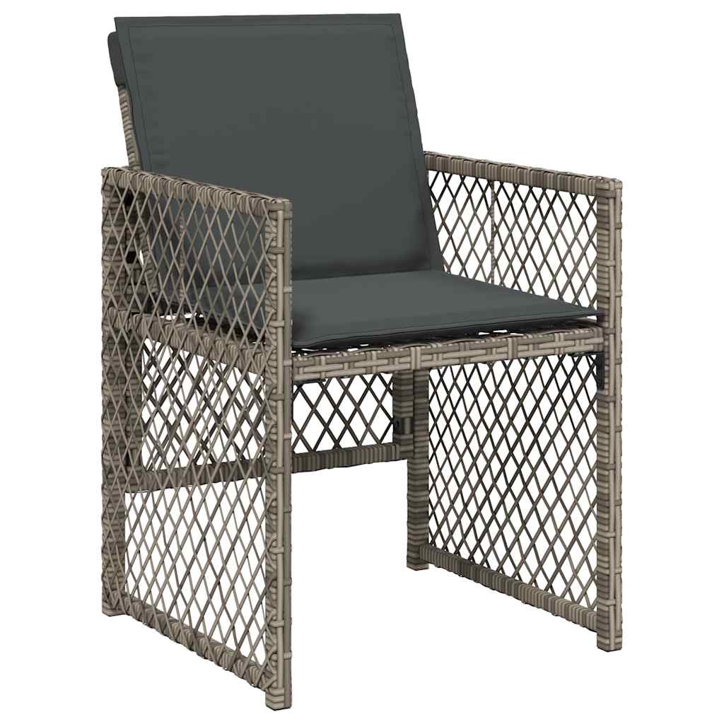 Ensemble à manger de jardin 9 pcs coussins gris résine tressée