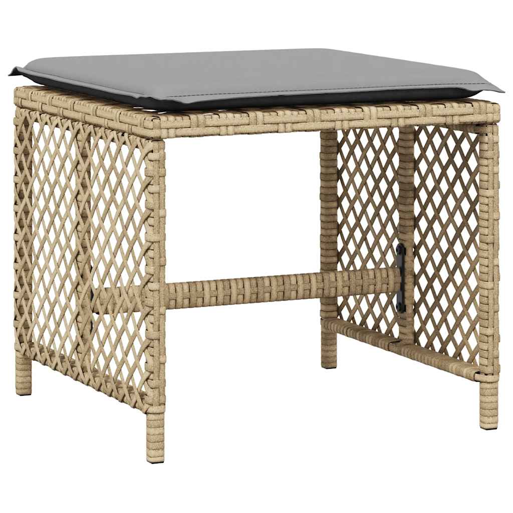 Ensemble à manger de jardin et coussins 9 pcs beige Poly rotin