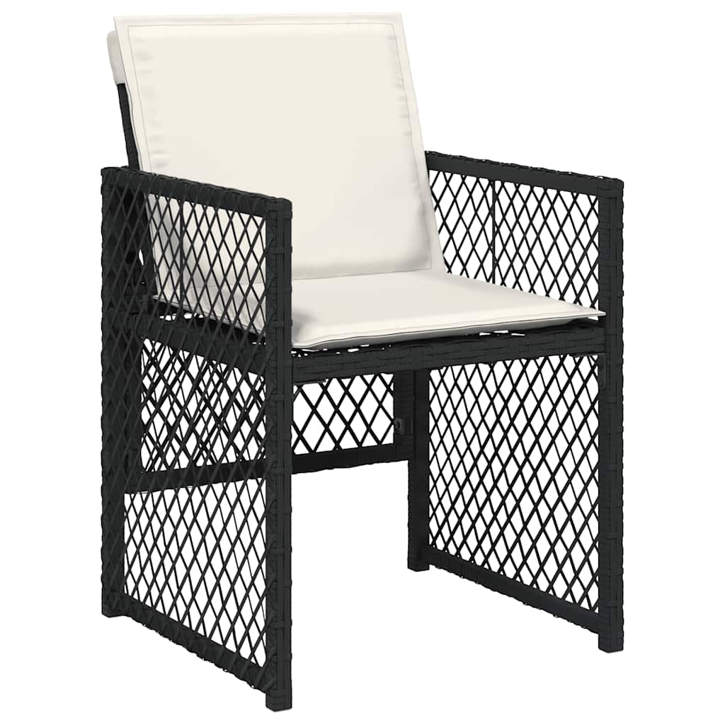 Ensemble à manger de jardin 9pcs coussins noir résine tressée