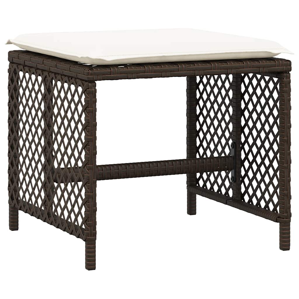 Ensemble à manger de jardin et coussins 11 pcs marron rotin