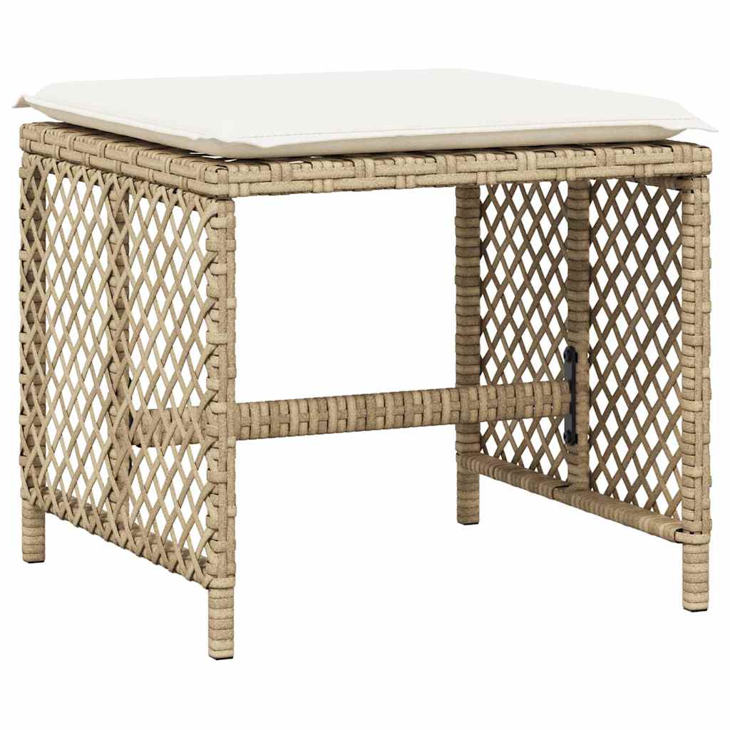 Ensemble à manger de jardin et coussins 11 pcs beige poly rotin