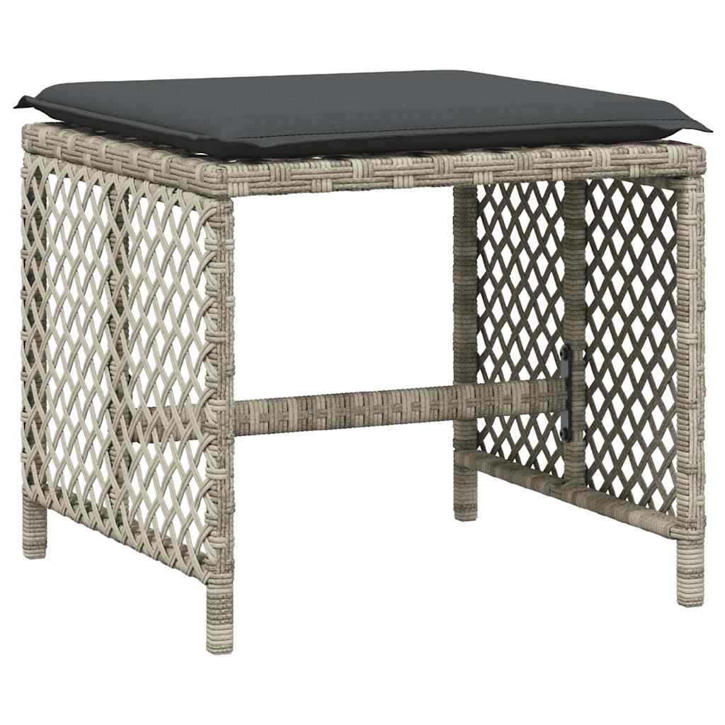 Ensemble à manger de jardin 11pcs avec coussins gris poly rotin