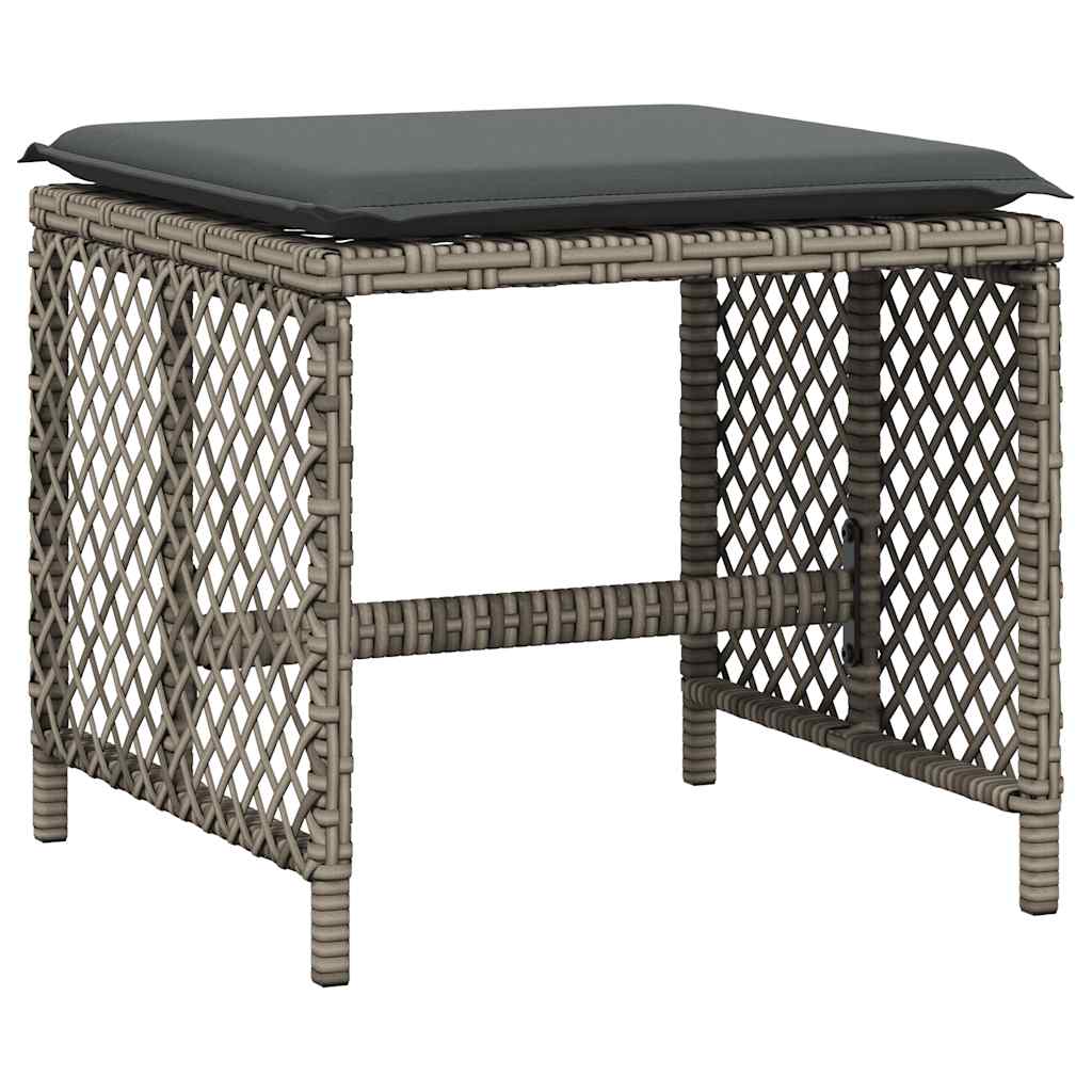 Ensemble à manger de jardin 11pcs avec coussins gris poly rotin