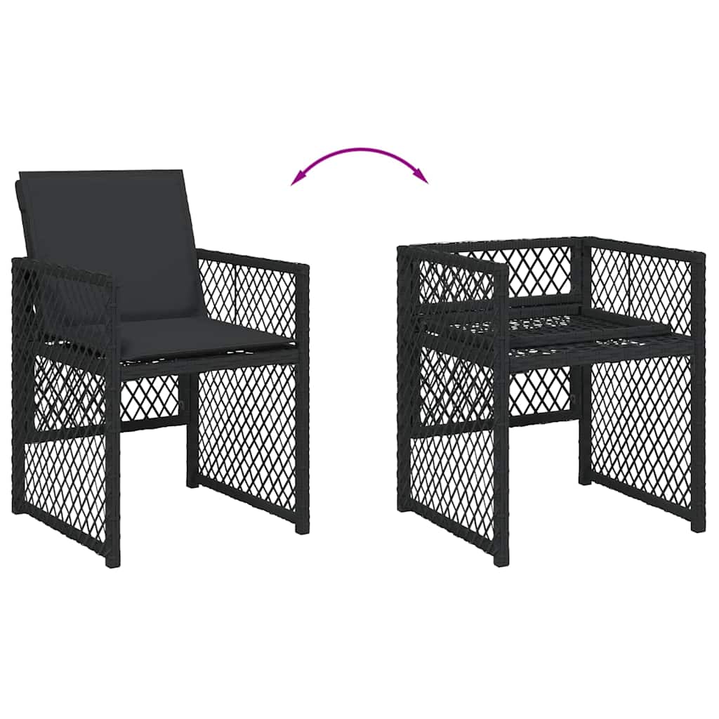 Ensemble à manger de jardin 13 pcs coussins noir résine tressée
