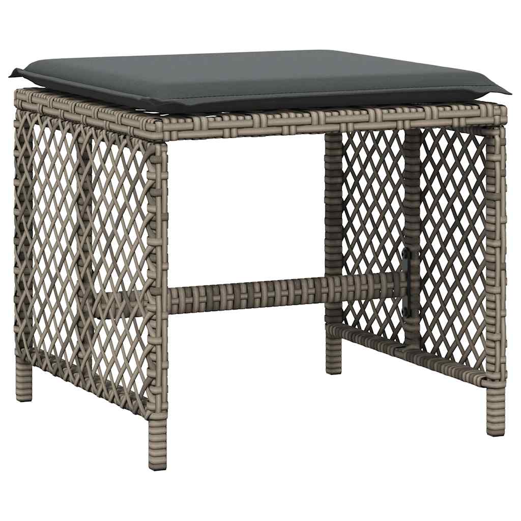 Ensemble à manger de jardin coussins 13 pcs gris résine tressée