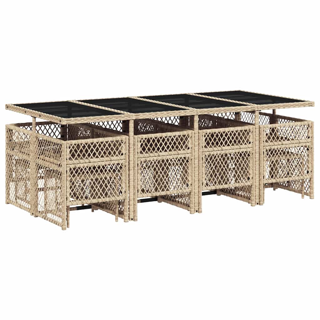 Ensemble à manger de jardin et coussins 13 pcs beige