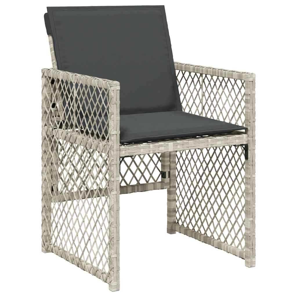 Ensemble à manger de jardin et coussins 17 pcs gris clair rotin