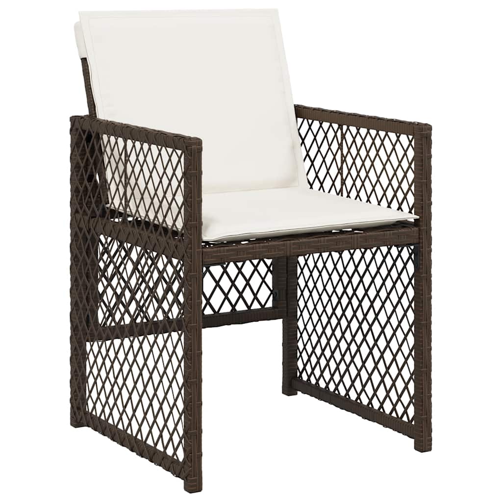 Ensemble à manger de jardin et coussins 11 pcs marron rotin