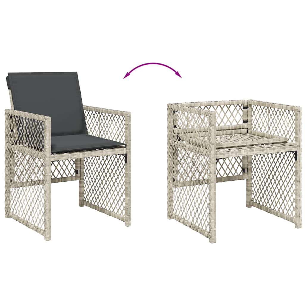 Ensemble à manger de jardin et coussins 15 pcs gris clair rotin