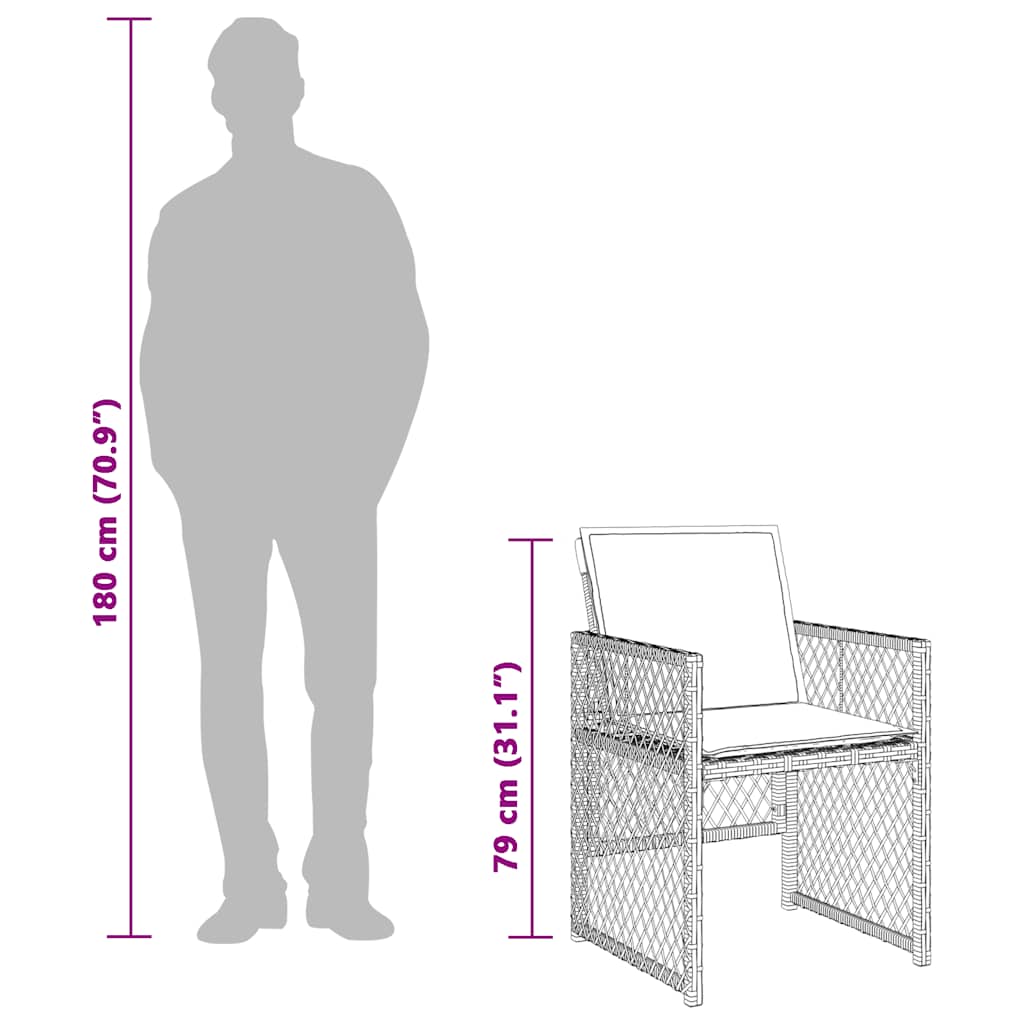 Ensemble à manger de jardin et coussins 15 pcs gris clair rotin