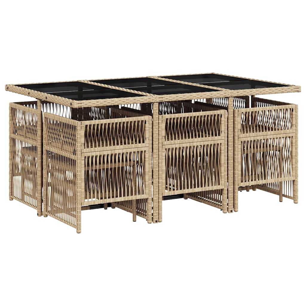 Ensemble à manger de jardin et coussins 11 pcs mélange beige