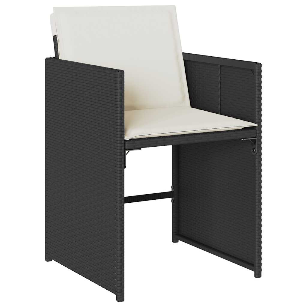 Ensemble à manger de jardin coussins 5pcs Noir Résine tressée