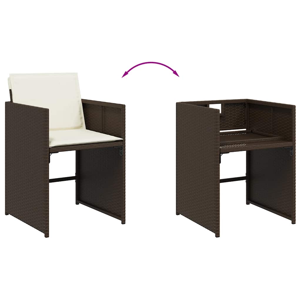 Ensemble à manger de jardin et coussins 7 pcs marron rotin