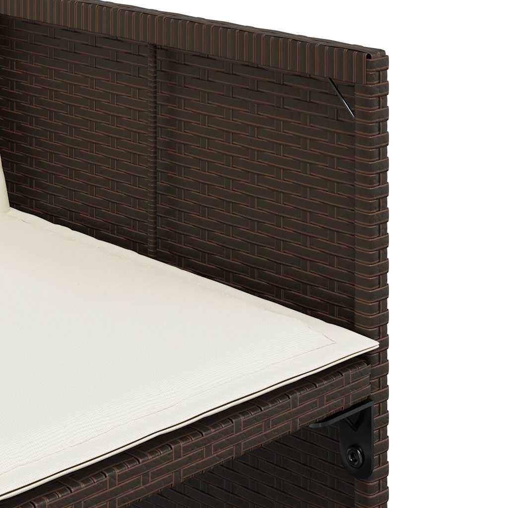 Ensemble à manger de jardin et coussins 7 pcs marron rotin