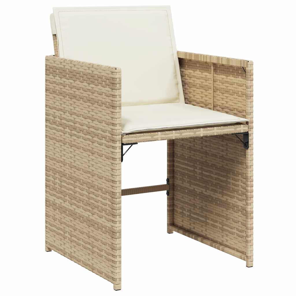 Ensemble à manger de jardin et coussins 7 pcs beige poly rotin