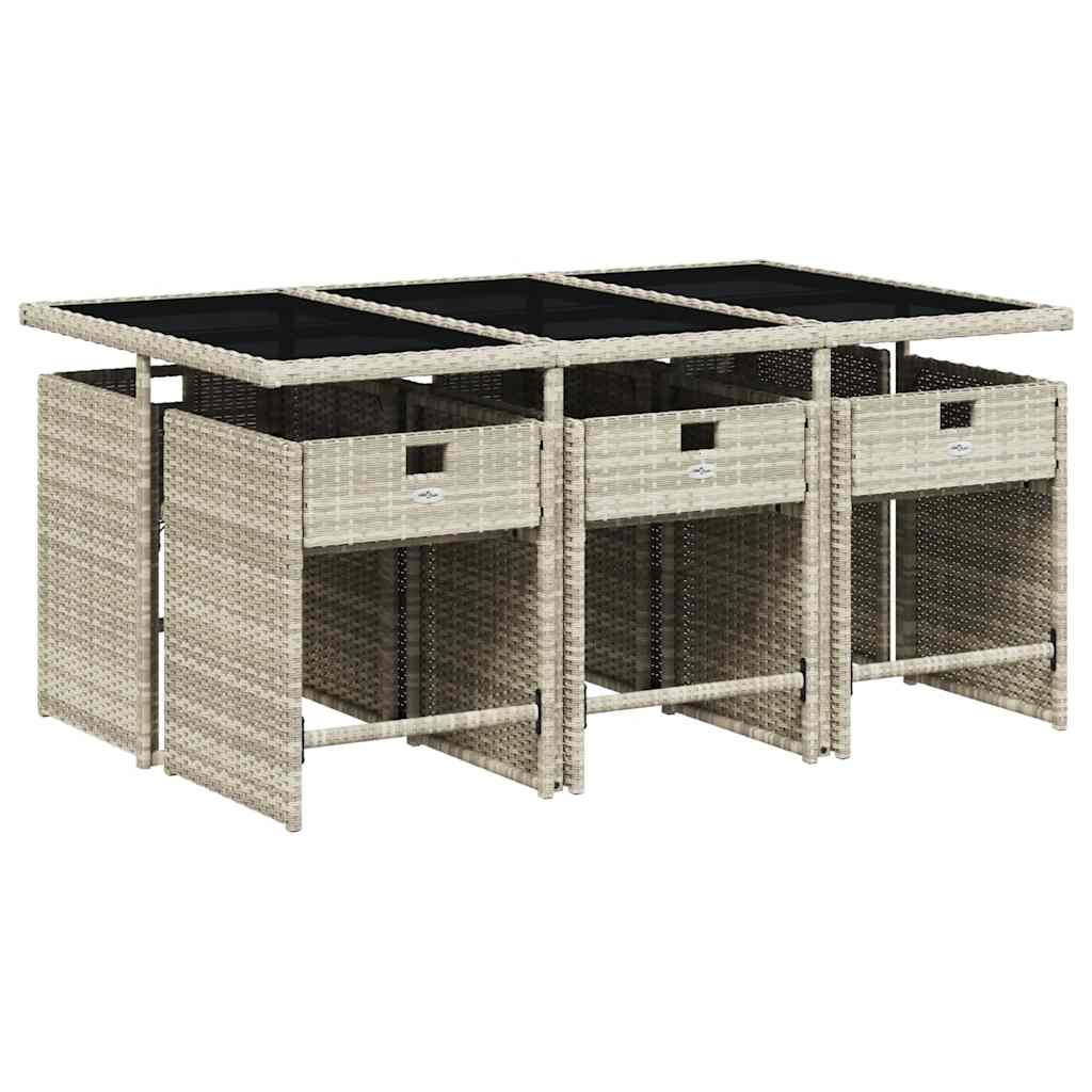 Ensemble à manger de jardin et coussins 7 pcs gris clair rotin