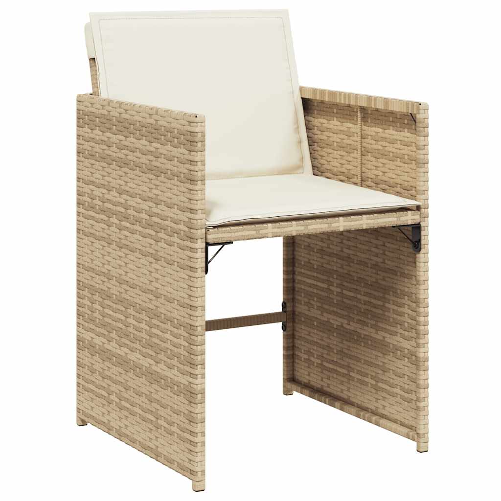 Ensemble à manger de jardin et coussins 7 pcs beige poly rotin
