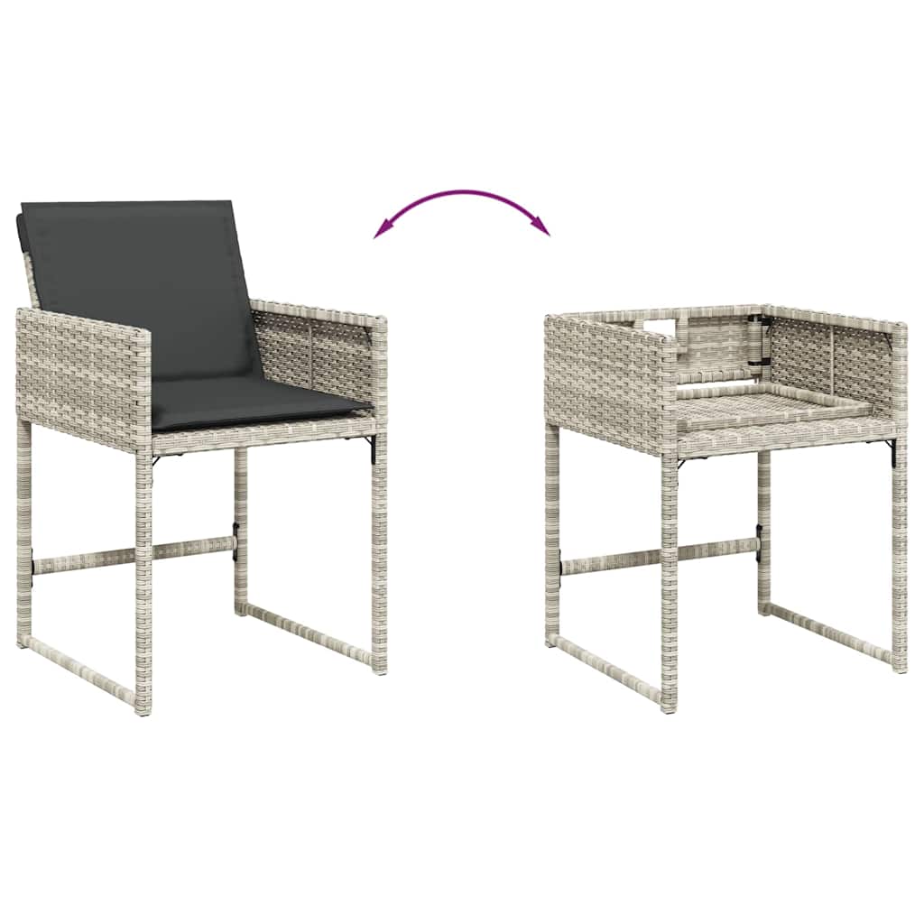 Ensemble à manger de jardin et coussins 9 pcs gris clair rotin