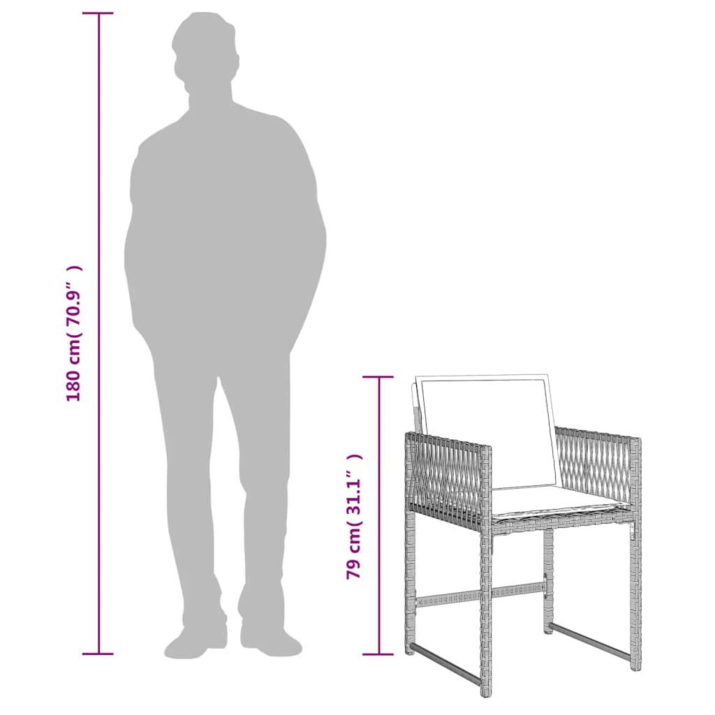 Ensemble à manger de jardin et coussins 5 pcs gris clair rotin
