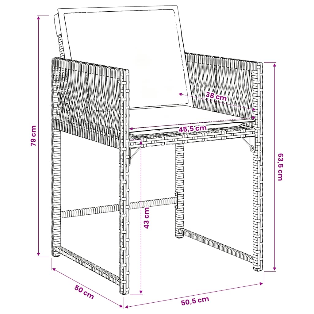 Ensemble à manger de jardin et coussins 7 pcs gris rotin