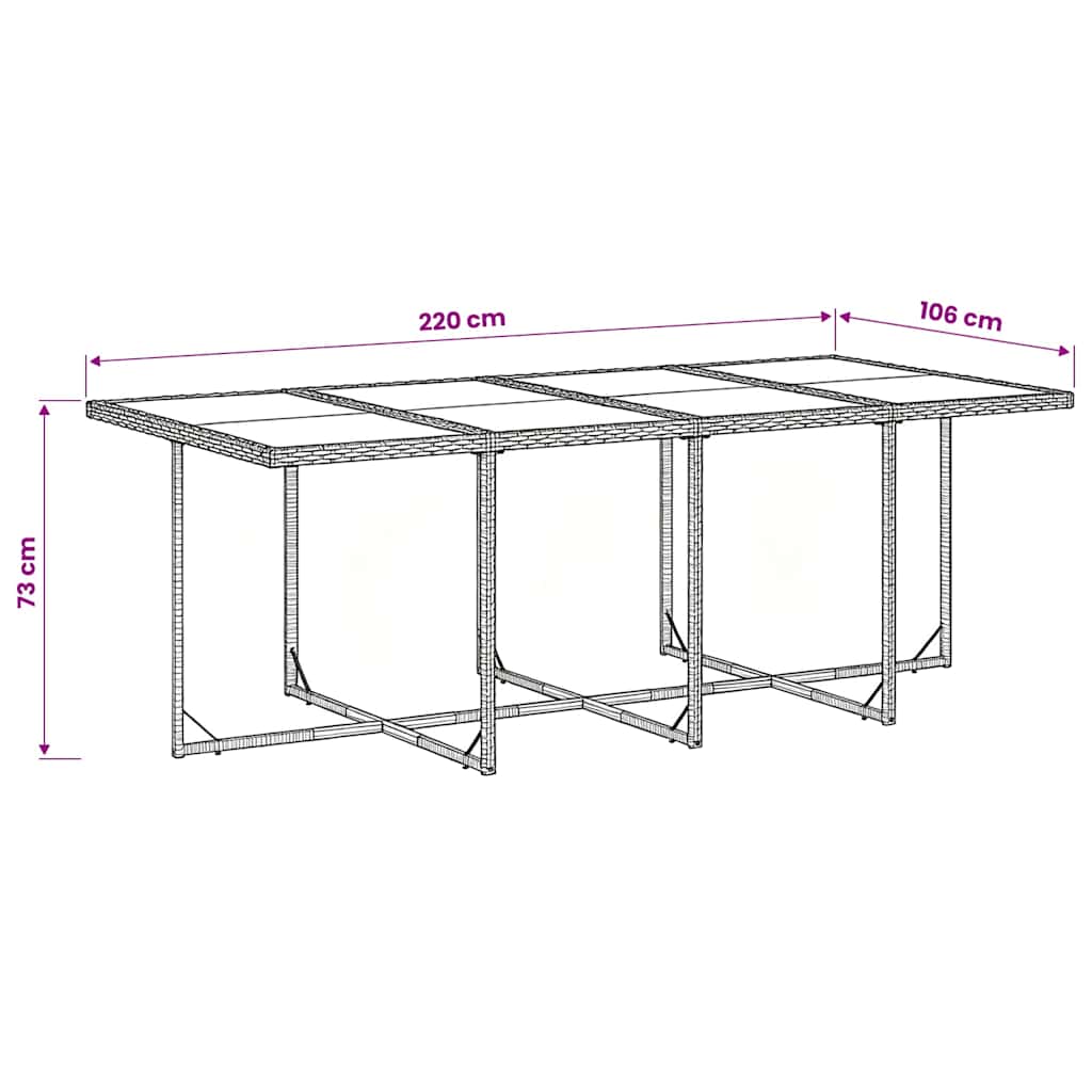 Ensemble à manger de jardin 9 pcs coussins gris résine tressée