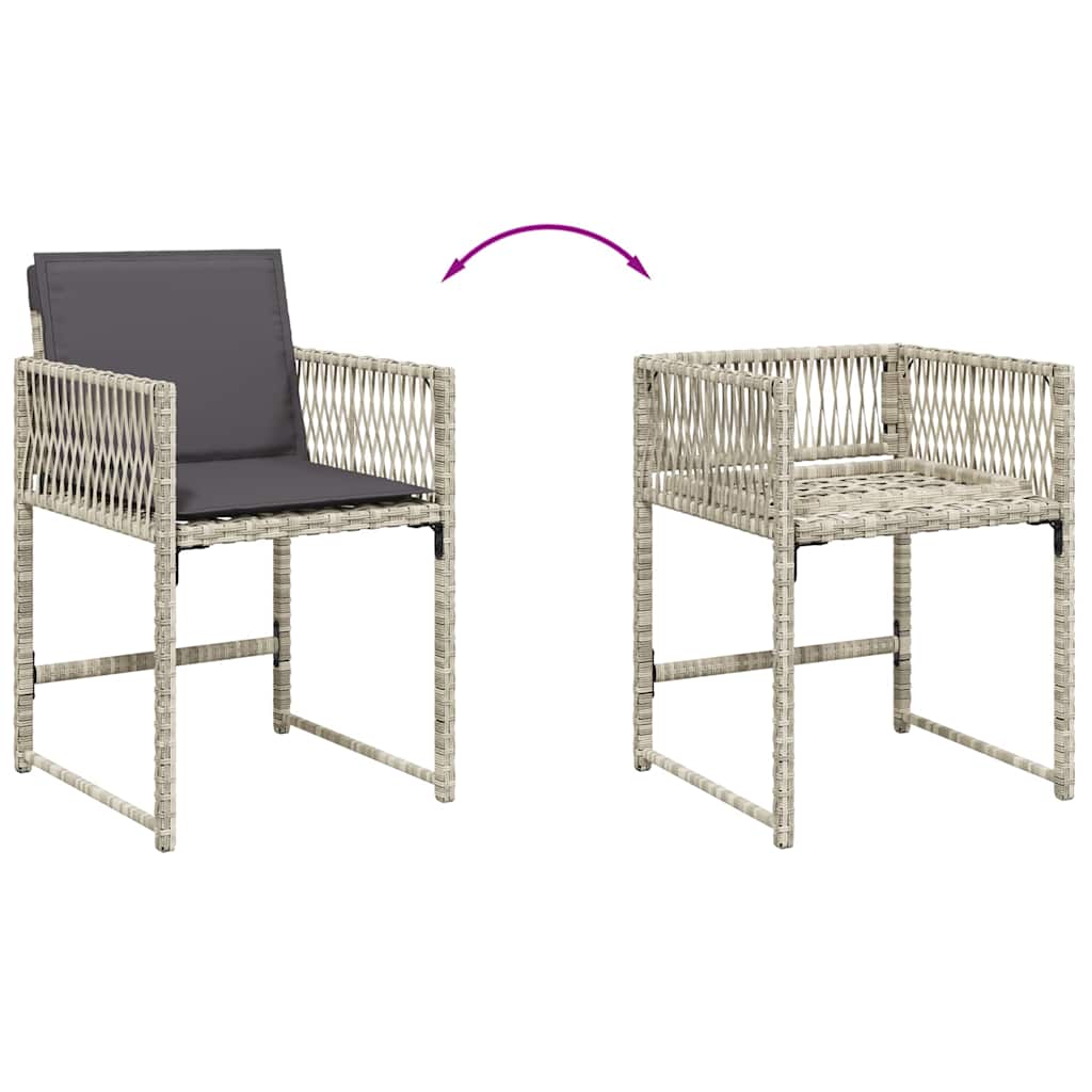 Ensemble à manger de jardin et coussins 9 pcs gris clair rotin