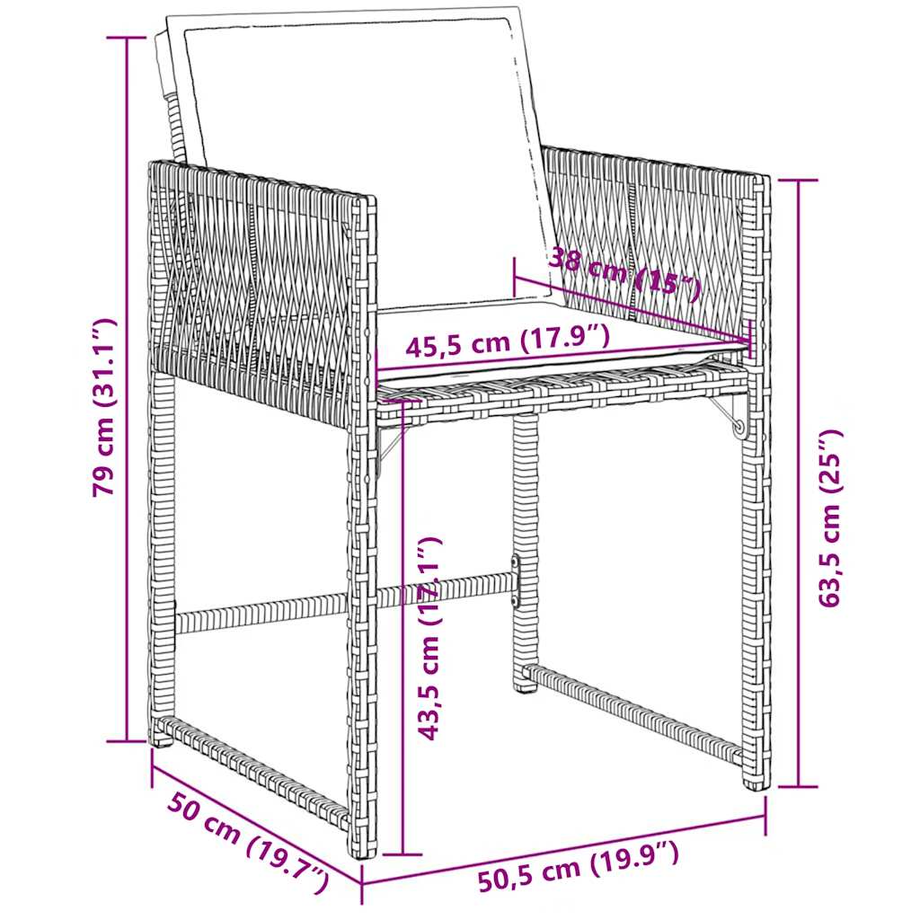 Ensemble à manger de jardin et coussins 11 pcs marron rotin