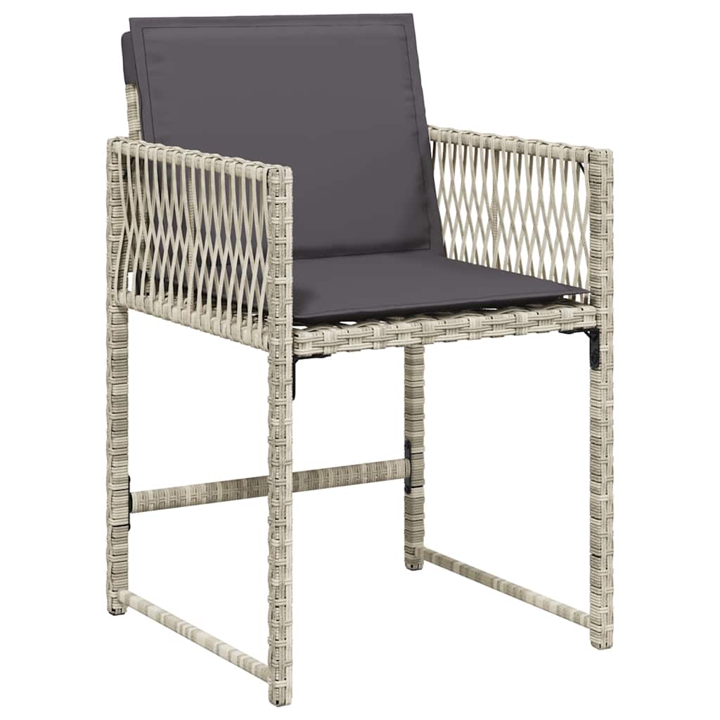 Ensemble à manger de jardin 11pcs avec coussins gris poly rotin
