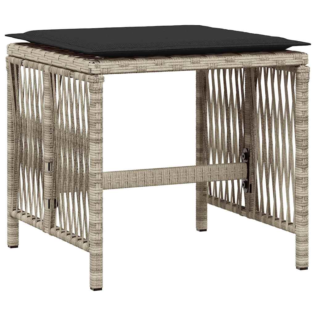 Ensemble à manger de jardin 11pcs avec coussins gris poly rotin