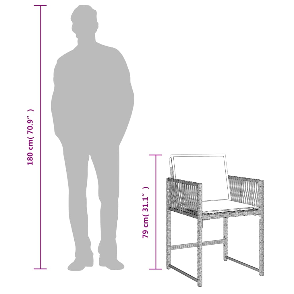 Ensemble à manger de jardin et coussins 9 pcs gris clair rotin