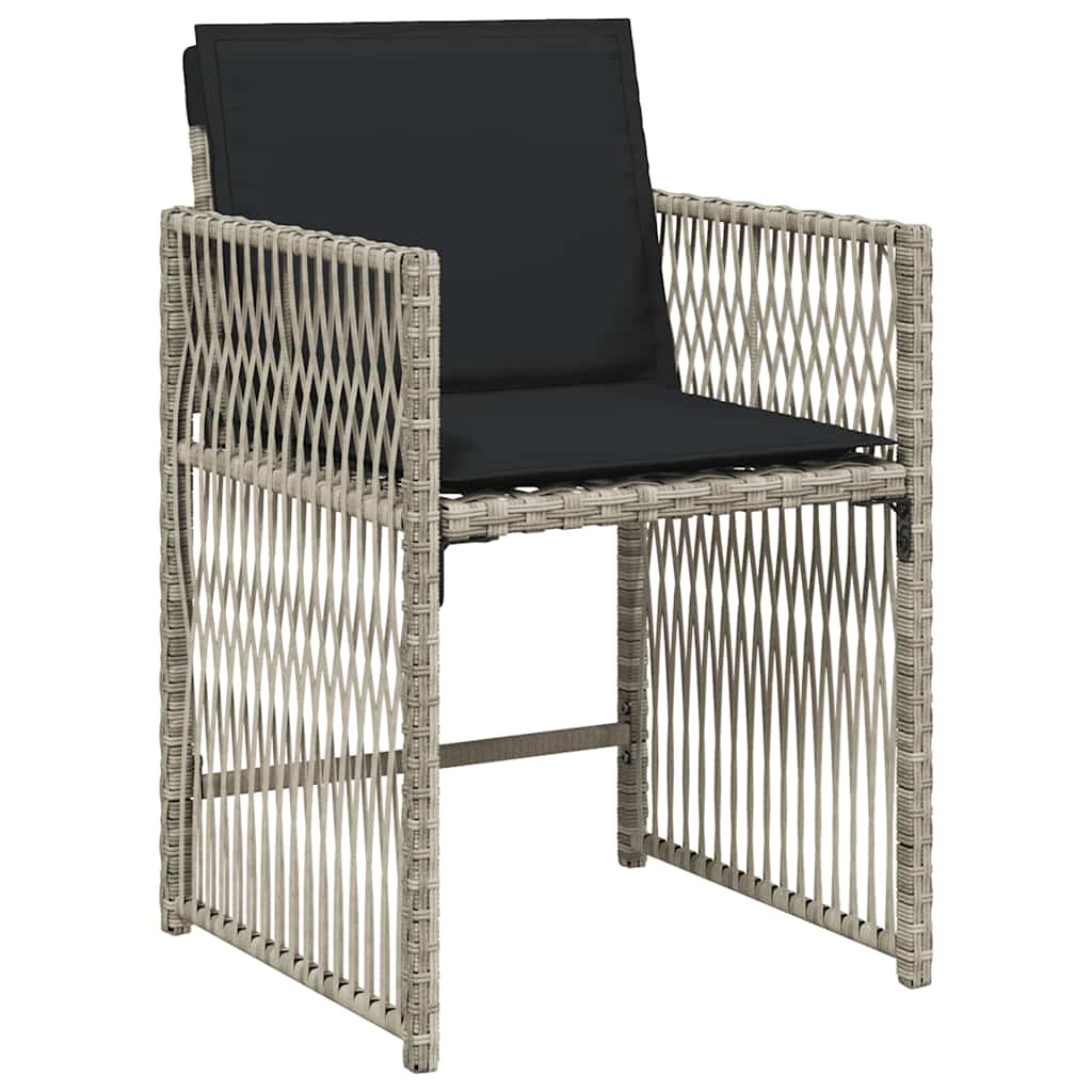 Ensemble à manger de jardin et coussins 7 pcs gris clair rotin