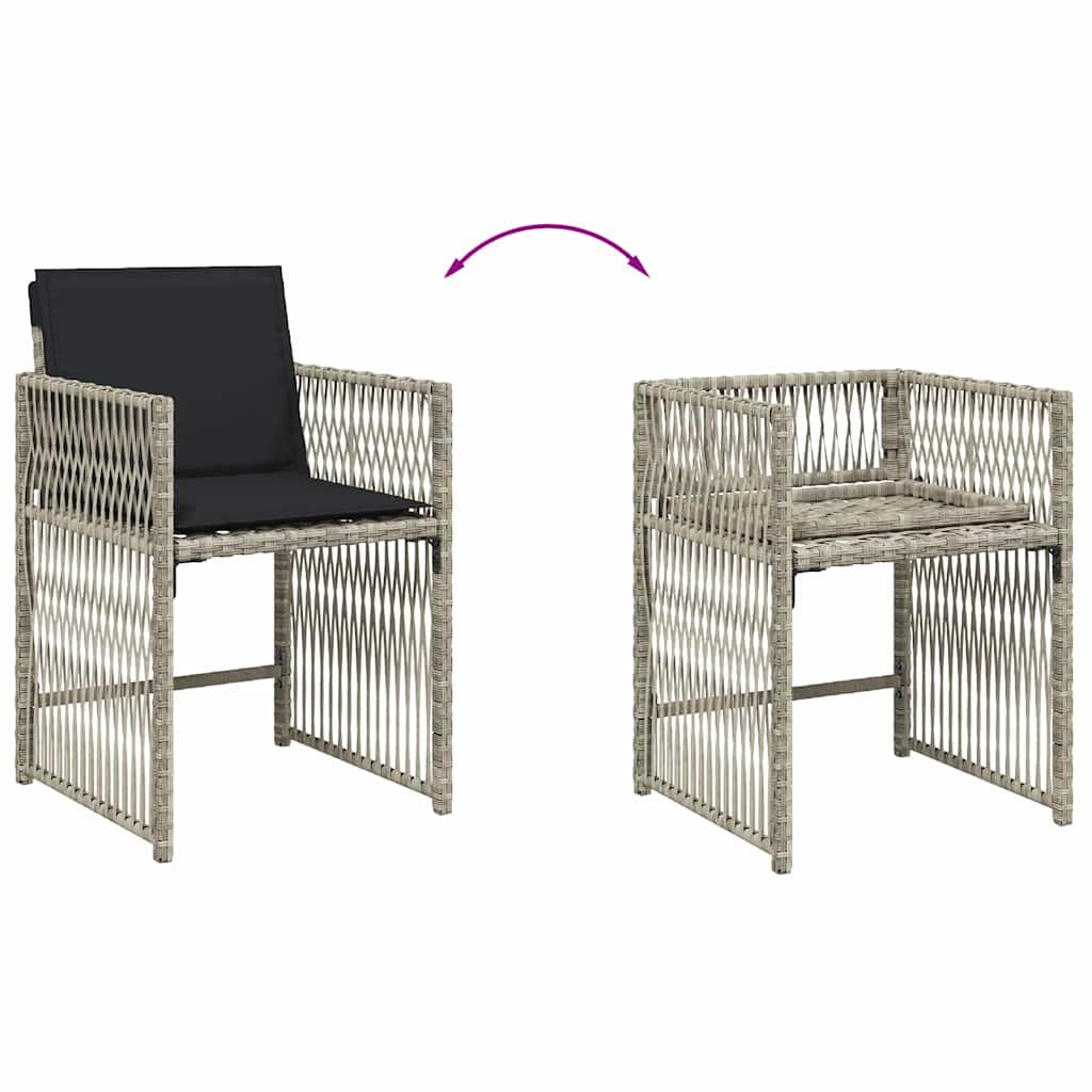 Ensemble à manger de jardin et coussins 7 pcs gris clair rotin