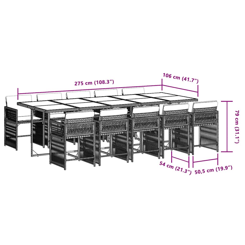 Ensemble à manger de jardin et coussins 11 pcs mélange beige