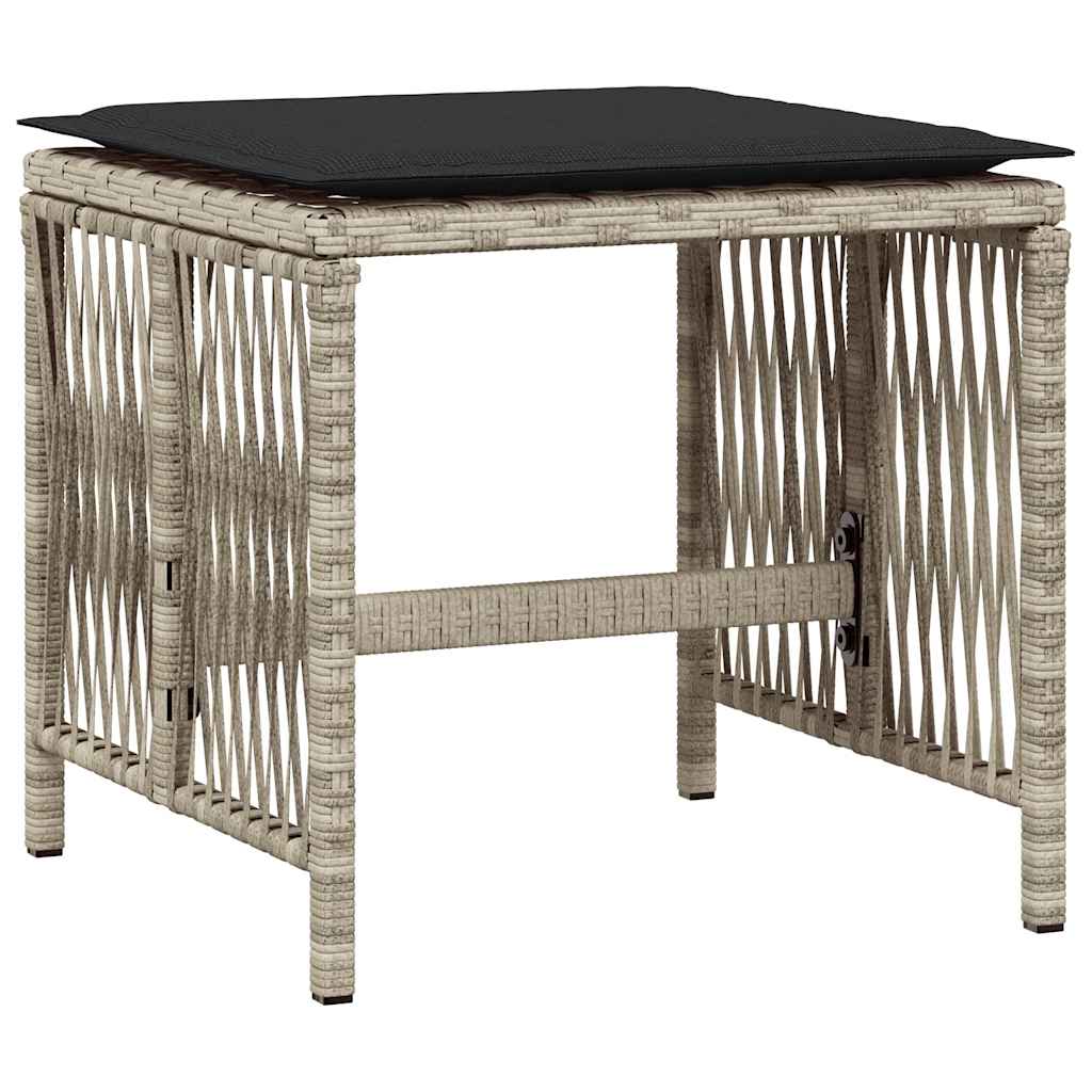 Ensemble à manger de jardin et coussins 9 pcs gris clair rotin