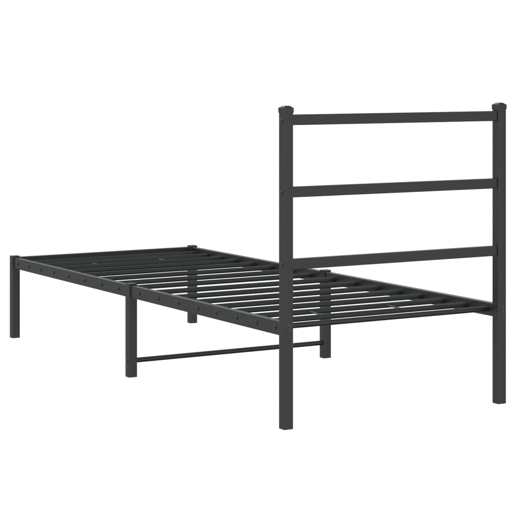 Cadre de lit métal sans matelas avec tête de lit noir 75x190 cm - XIOS