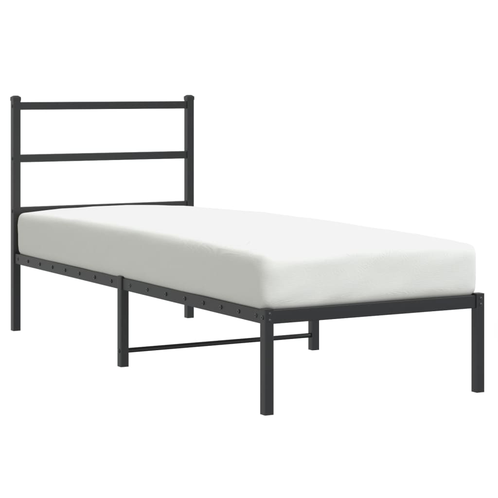 Cadre de lit métal sans matelas avec tête de lit noir 80x200 cm - XIOS