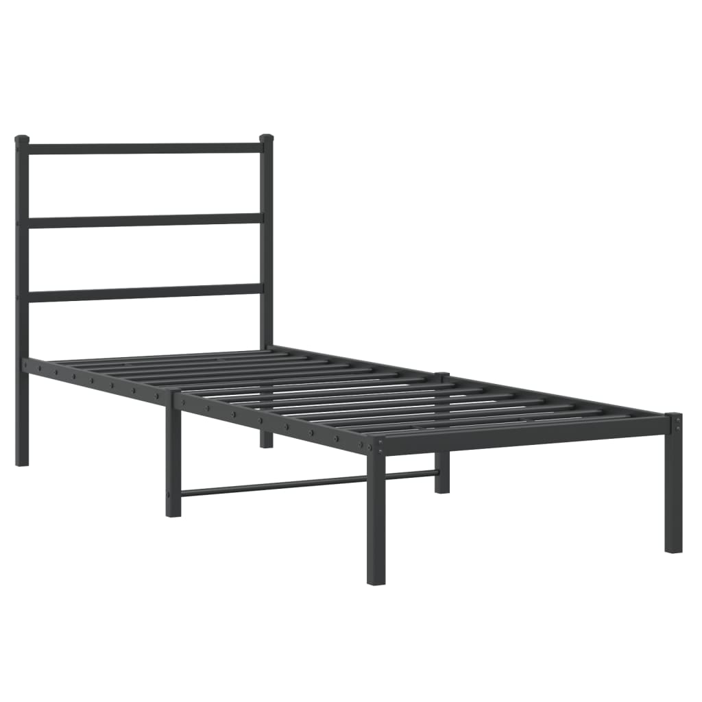 Cadre de lit métal sans matelas avec tête de lit noir 80x200 cm - XIOS