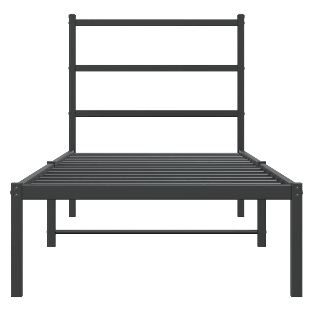 Cadre de lit métal sans matelas avec tête de lit noir 80x200 cm - XIOS