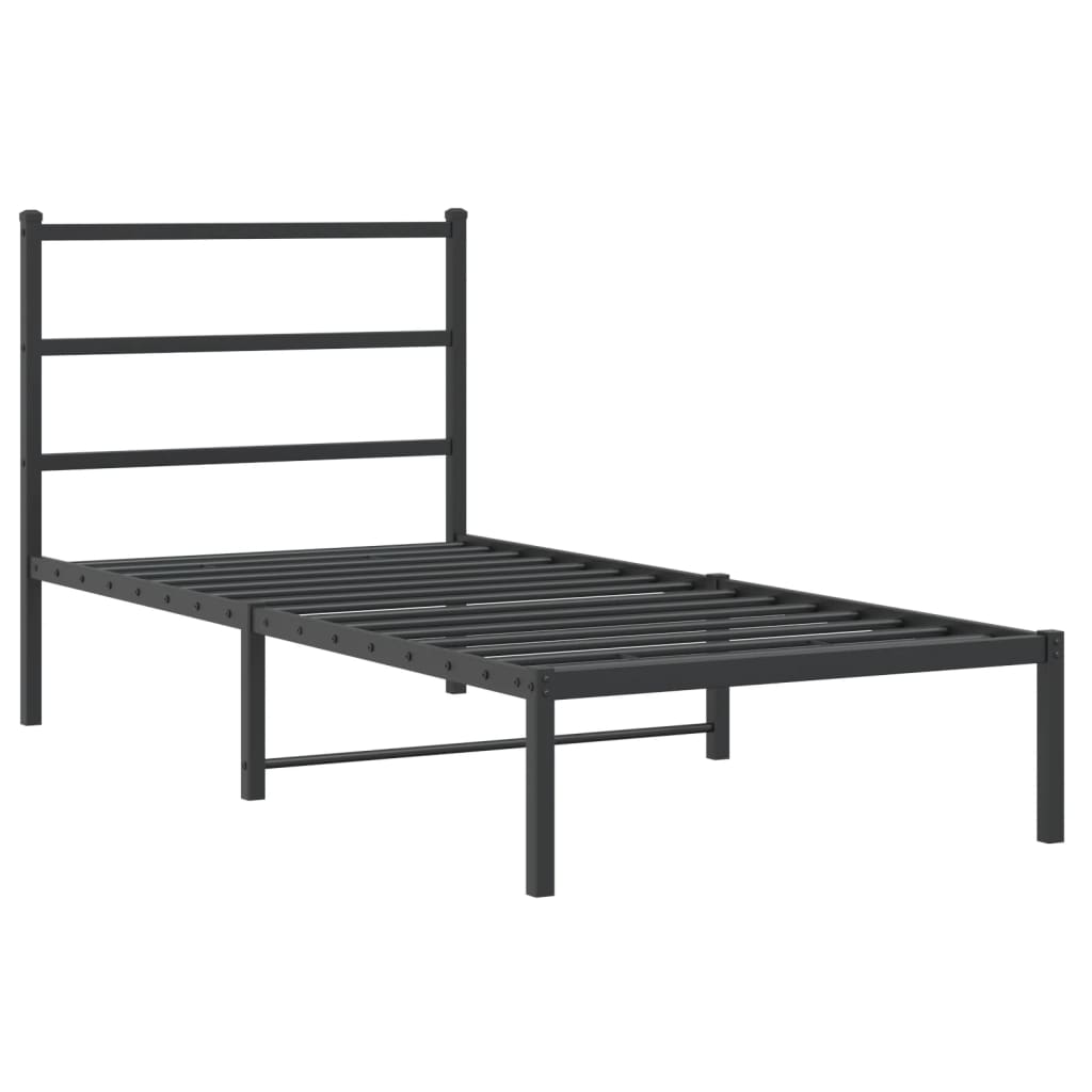 Cadre de lit métal sans matelas avec tête de lit noir 90x190 cm - XIOS