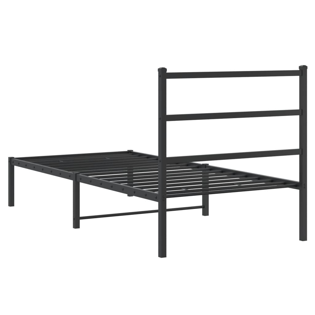 Cadre de lit métal sans matelas avec tête de lit noir 90x190 cm - XIOS