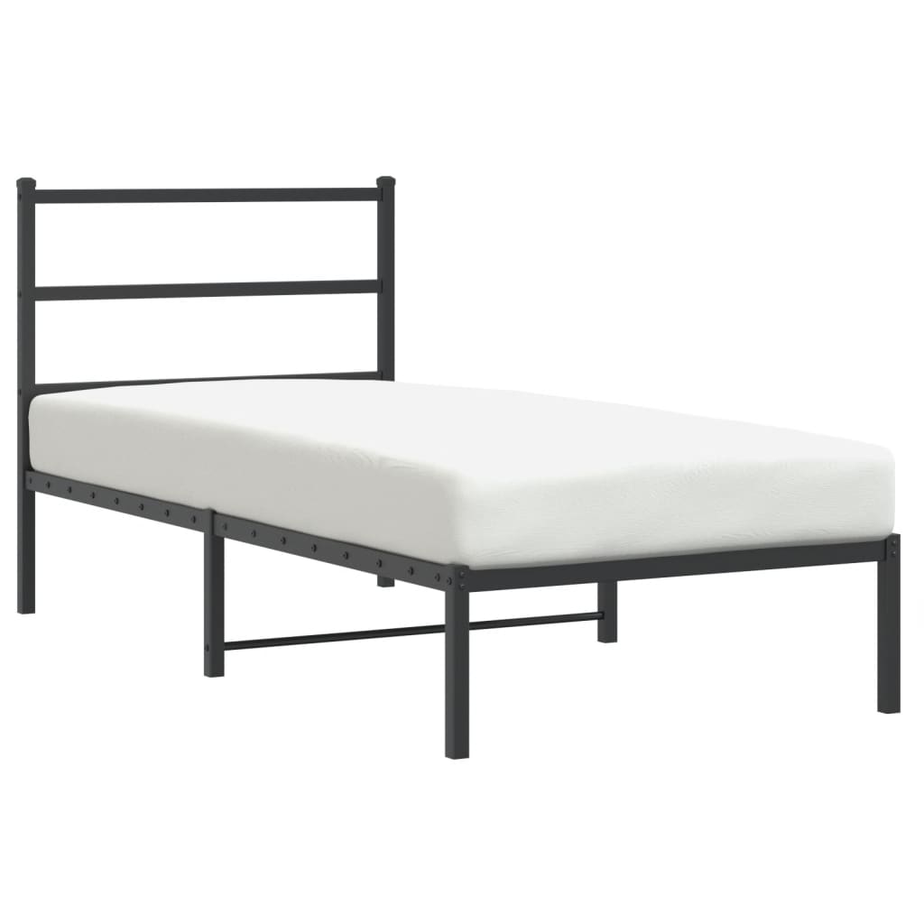 Cadre de lit métal sans matelas avec tête de lit noir 90x200 cm - XIOS
