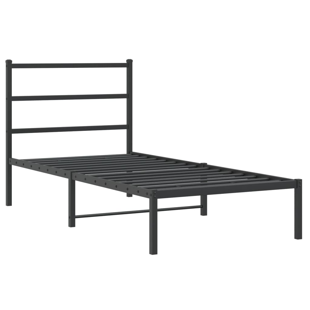 Cadre de lit métal sans matelas avec tête de lit noir 90x200 cm - XIOS
