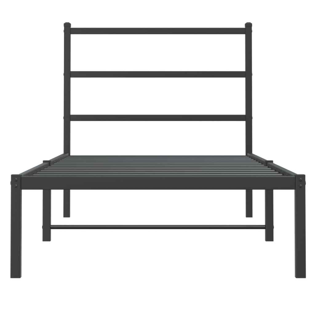 Cadre de lit métal sans matelas avec tête de lit noir 90x200 cm - XIOS